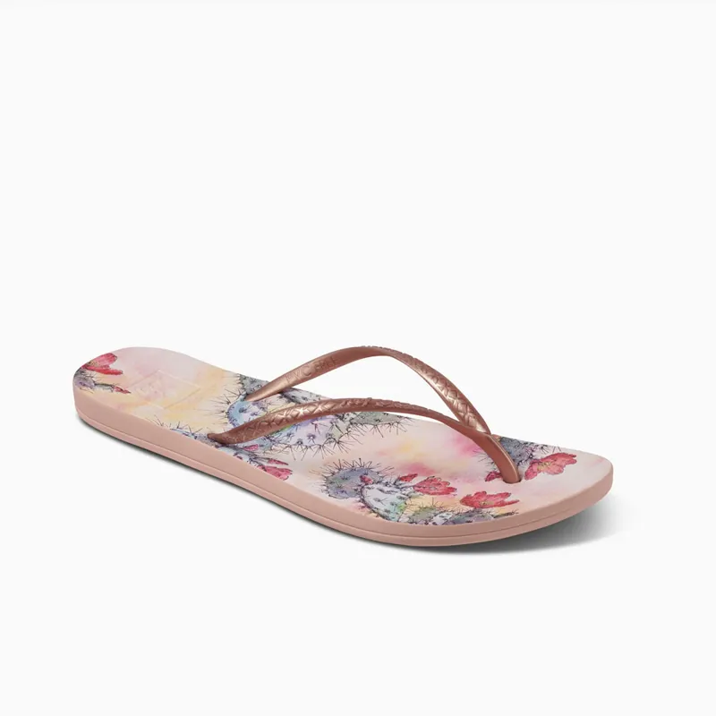 Reef Escape Lux Prints Cactus Flower Flip Flops-1